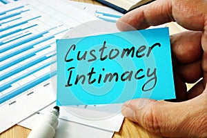 Man holds sign customer intimacy