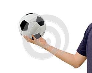 Man holds a soccerball