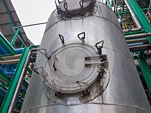 man hole of a chemical storage tank