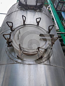 man hole of a chemical storage tank