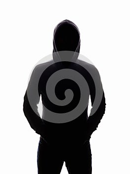 Man in Hood silhouette. Boy in a hooded sweatshirt