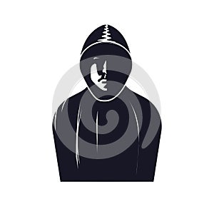 The man in the hood. The silhouette of a person. Incognito. Vector illustration