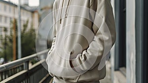 Man in Hoodie on Balcony