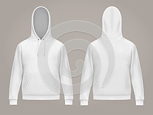 Man hoodie or front and back of white men hoody