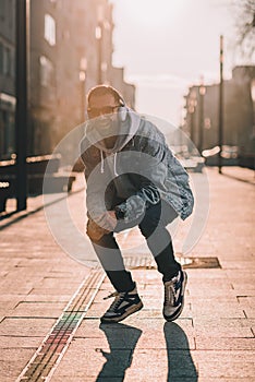 man in hoodie on a street dance