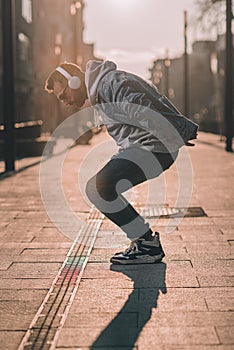 man in hoodie on a street dance