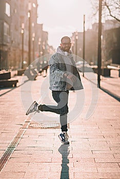 man in hoodie on a street dance