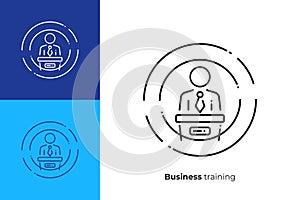 Man host business presentation line art vector icon
