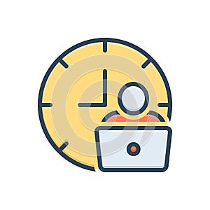 Color illustration icon for Man Hour, work and hourly