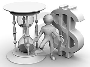 Man with hourglass and dollar