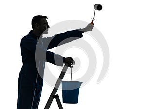 Man house painter worker silhouette