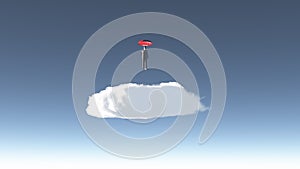 Man hovers above cloud