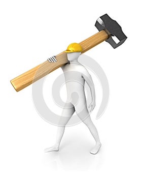 Man with huge sledgehammer