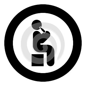 Man human drinking water alcohol beer from bottle sitting position icon in circle round black color vector illustration image