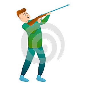 Man hunter shooting icon, cartoon style