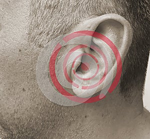 Man hurts his ear a symptom of the disease sickness