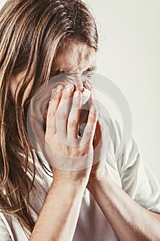 Man with hygienic tissue