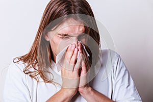 Man with hygienic tissue