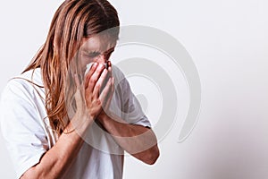 Man with hygienic tissue