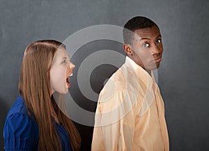 Man Ignores Angry Woman photo