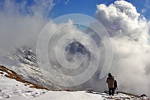 The man immersed in the mountain photo