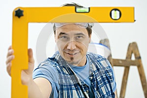 Man improving home photo