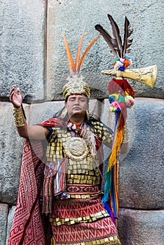 Man Inca warrior peruvian Andes Cuzco Peru