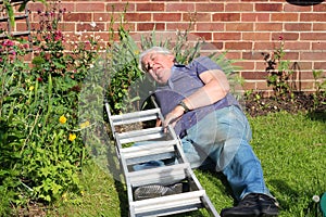 Man injured after falling from a ladder.