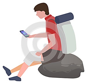 Man with Injured Knee Using Phone to Connect Doc