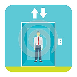 man inside the elevator. Vector illustration decorative design