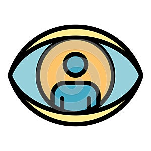 The man inside the eye icon color outline vector