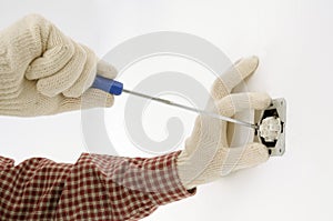 Man installing electrical box