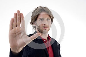 Man instructing to stop photo