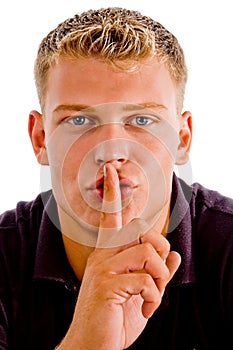 Man instructing you to keep silent