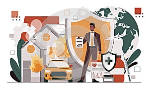 Man with insurance vector