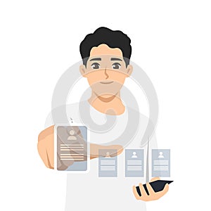 Man Interacting with Digital Interface