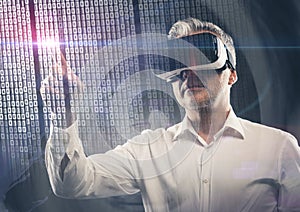Man interacting with virtual reality