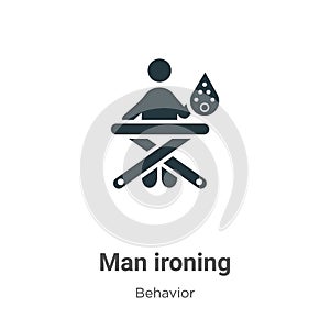 Man ironing vector icon on white background. Flat vector man ironing icon symbol sign from modern behavior collection for mobile