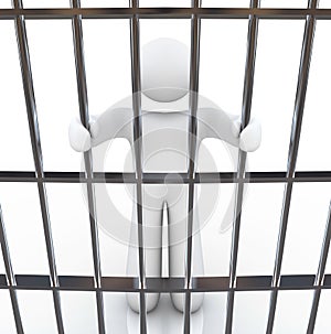 Man in Jail Holding Bars