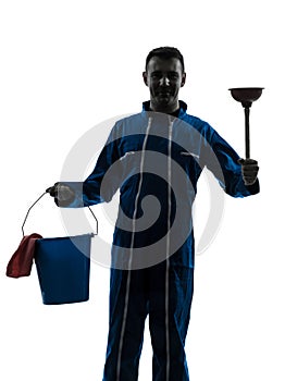Man janitor plumber silhouette
