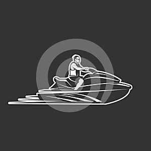 Man on Jet Ski isolated black background photo