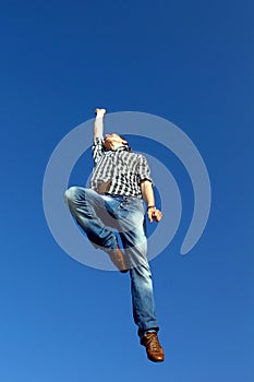 Man jumping in air