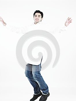 Man jumping with excitment photo