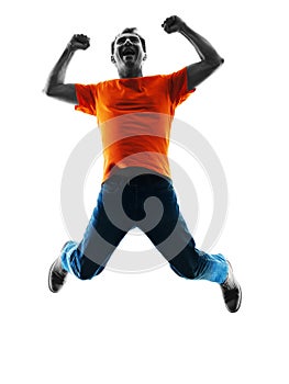 Man jumping happy silhouette isolated