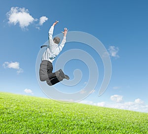 Man jumping on meadow