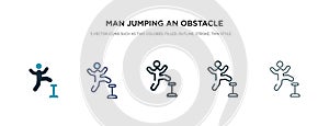 Man jumping an obstacle icon in different style vector illustration. two colored and black man jumping an obstacle vector icons