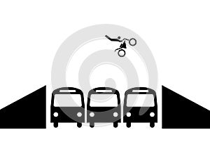 Man jumping over buses in a stunt motorcycle