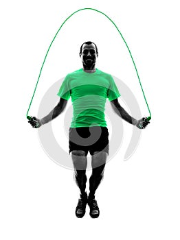 Man jumping rope exercises fitness silhouette