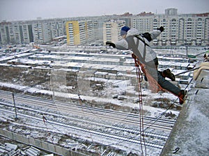 A man jumps into the abyss.