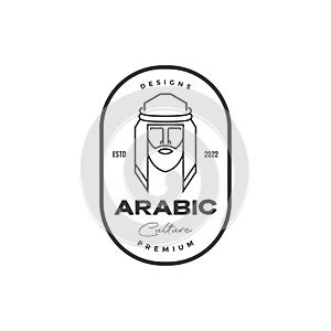 Man with the kaffiyeh arabic logo design vector graphic symbol icon illustration creative idea photo
